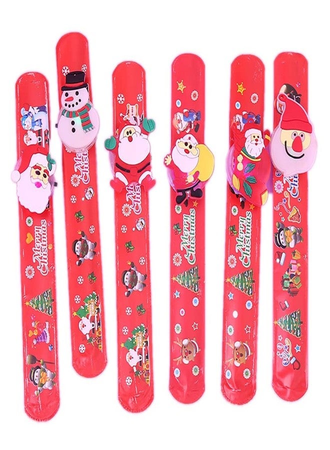 Partunay Set Of 6 Pcs Kids Light up Christmas Slap Bracelets Christmas Snap Bracelet Party Favors Xmas Slap Bands Include Santa Claus Snowman Reindeer Bear Christmas Decorations for Girls and Boys - Image 3